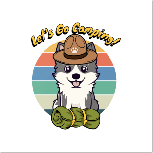 Funny Husky Dog Wants to go Camping Posters and Art